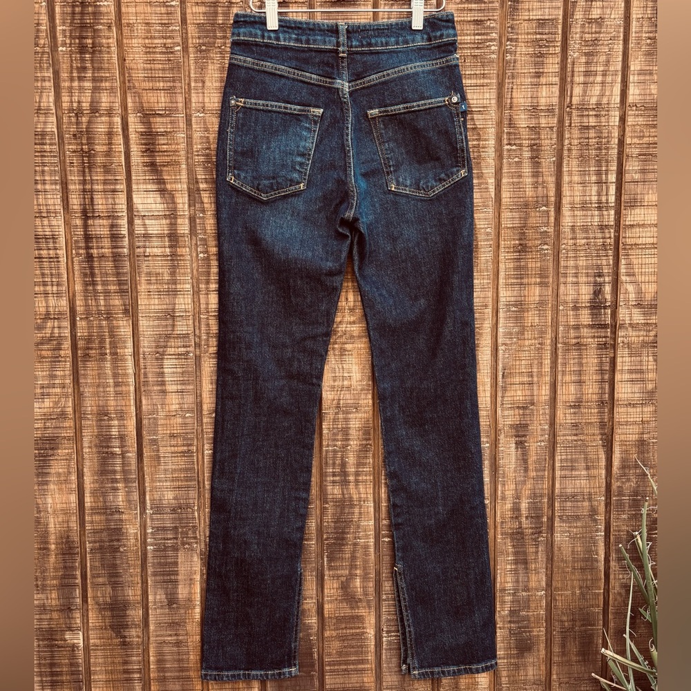 Anthropologie Pilcro Dark Denim Split Hem Straight Leg Jeans
